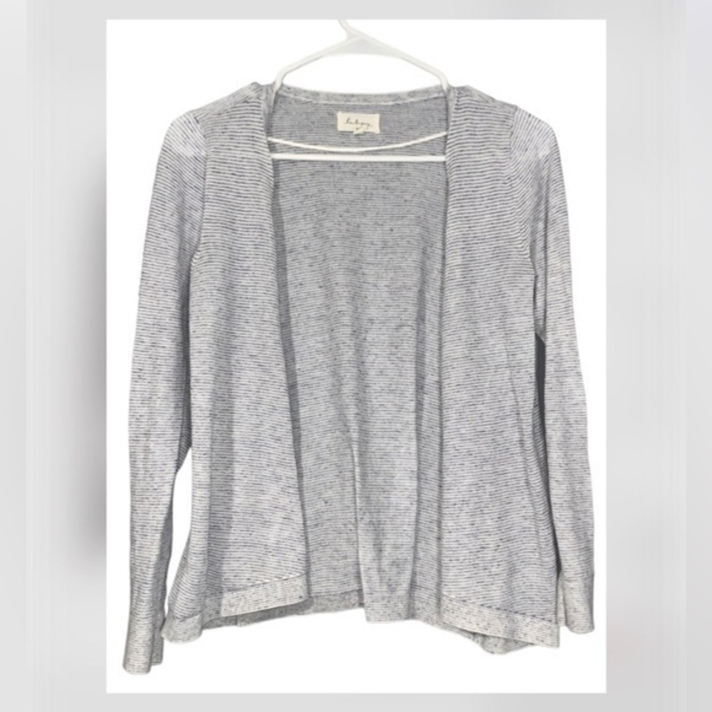 LOFT Lou & Grey Gray & White Striped SemiSheer Lightweight Short Cardigan XS